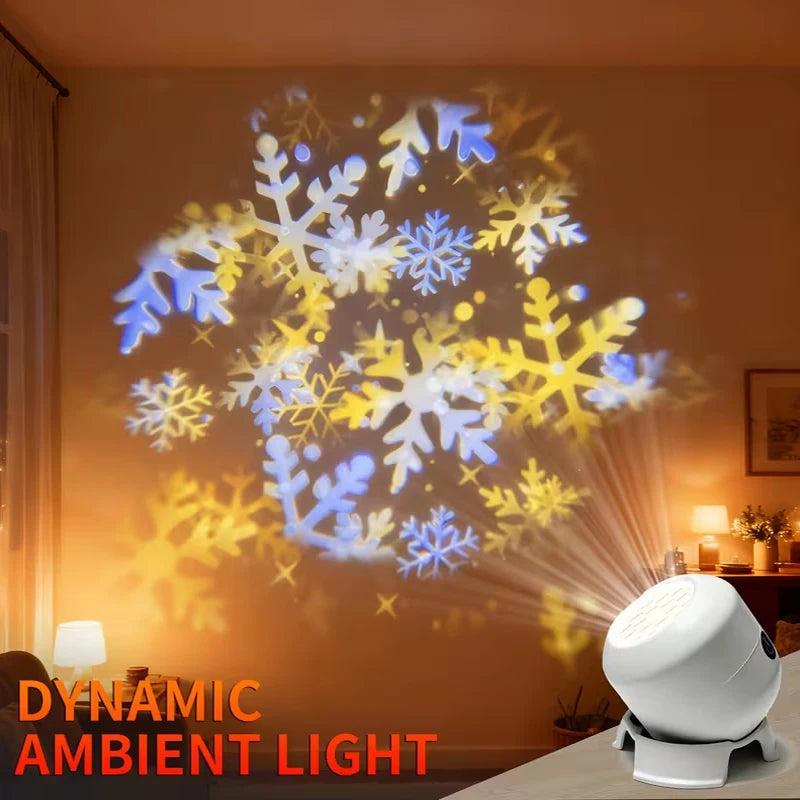 Snowflake pattern projected on a wall