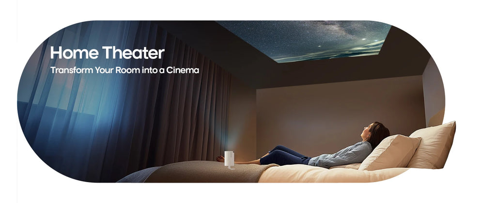 Film projected on a bedroom ceiling
