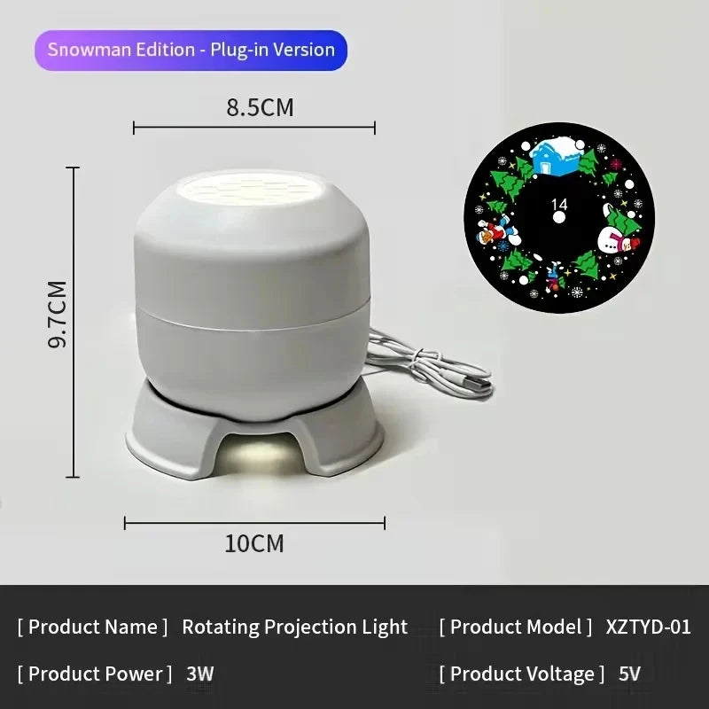 Projection light with its dimensions: 9.7 cm tall, 10 cm wide