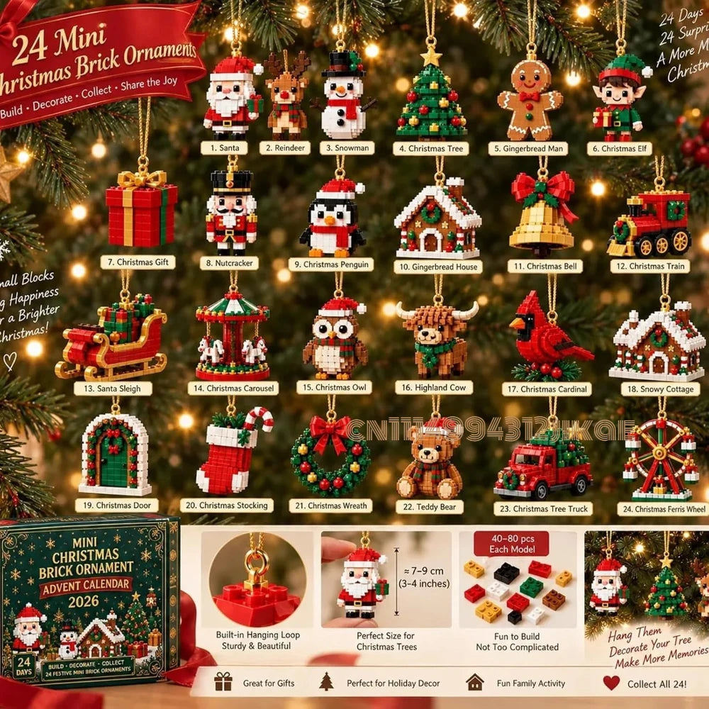All 24 brick ornaments with their names