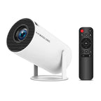 HY300 Pro projector in white with remote control
