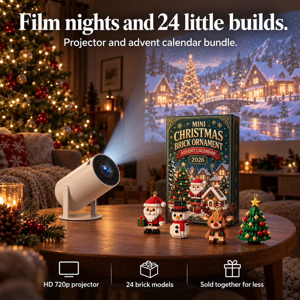 Film nights and 24 little builds. Projector and advent calendar bundle: HD 720p projector, 24 brick models, sold together for less