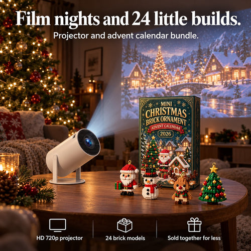 Film nights and 24 little builds. Projector and advent calendar bundle: HD 720p projector, 24 brick models, sold together for less